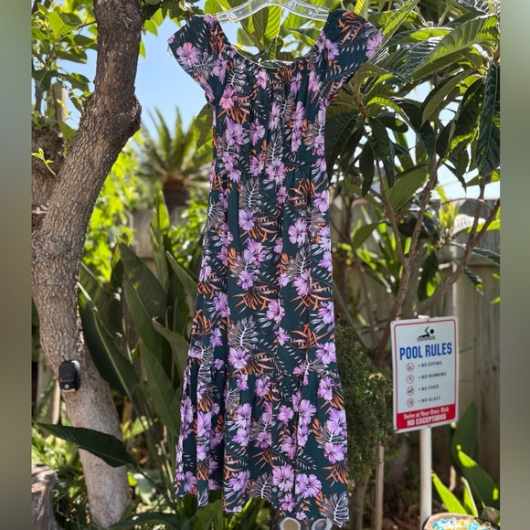 Carter's Green with Pink and Orange Tropical Hawaiian Print Sundress Size 6/6X - Picture 5 of 8